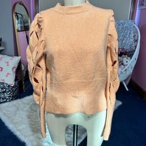 BKE Women's Apricot Sweater with Braided Sleeves